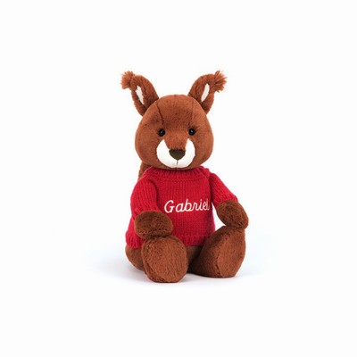 Jellycat Bashful Squirrel with Red Jumper USA | 23475COVK